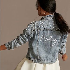 2XL davids bridal Pearl wifey denim jean jacket